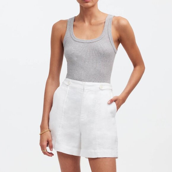 Madewell Clean Button-Tab Shorts in 100% Linen - Picture 1 of 6